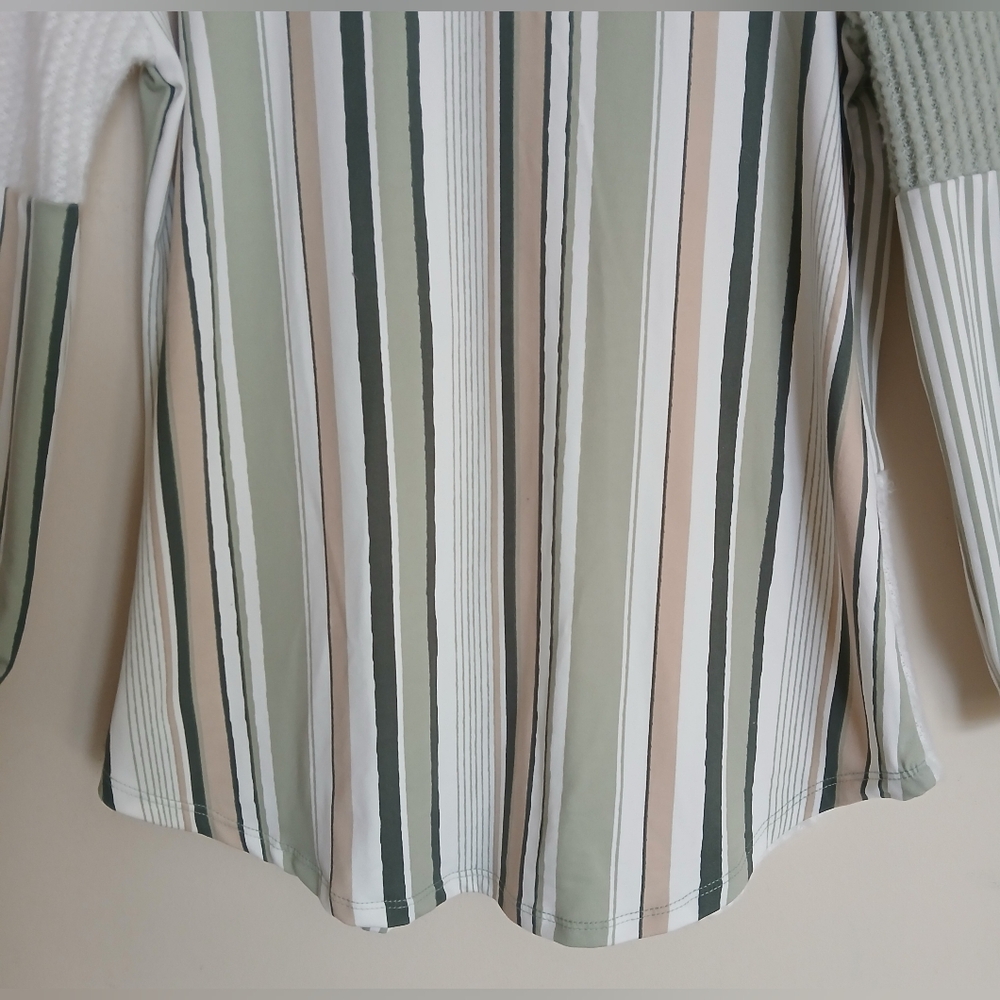 Above and Beyond Soft Green Stripe Button Down Shirt - Picture 7 of 9